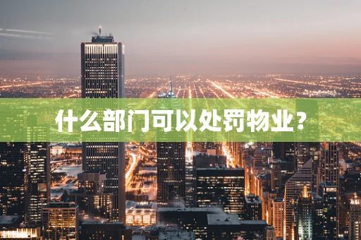 什么部门可以处罚物业？