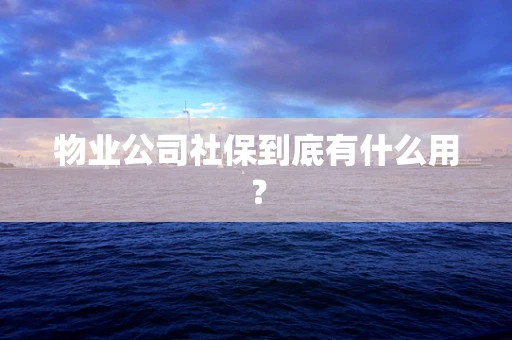 物业公司社保到底有什么用？
