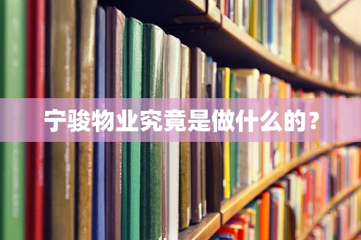 宁骏物业究竟是做什么的？