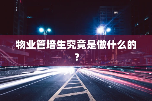 物业管培生究竟是做什么的？